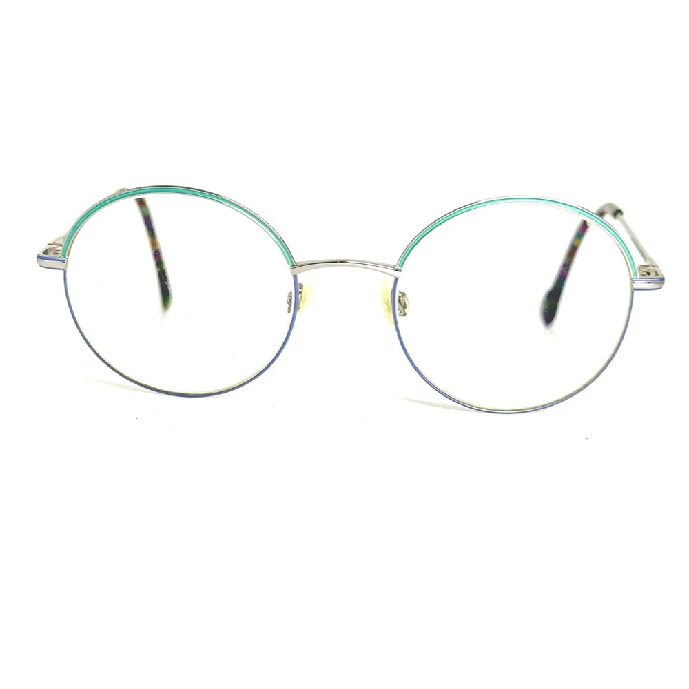 OWP Germany 1448 200 Round Silver Multicolor Eyeglasses Frames 50-20-135 Vintage